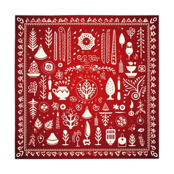 Christmas tablecloth | Vintage Tablecloth | Floral table cloth | Rectangle Squar - Picture 2 of 5